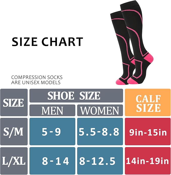 Compression Socks for Women Men Circulation Knee High 8 Pairs for Nurses