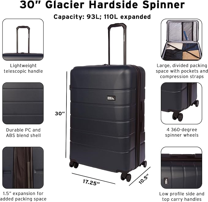 Eddie Bauer Glacier Carry-On 22" Luggage | Hardside | Spinner Wheels |