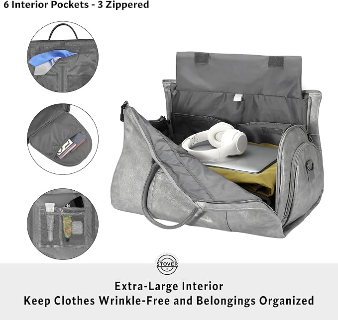 STOVER Garment Travel Duffle Bag, Large 2-in-1 Convertible Carry-on Luggage