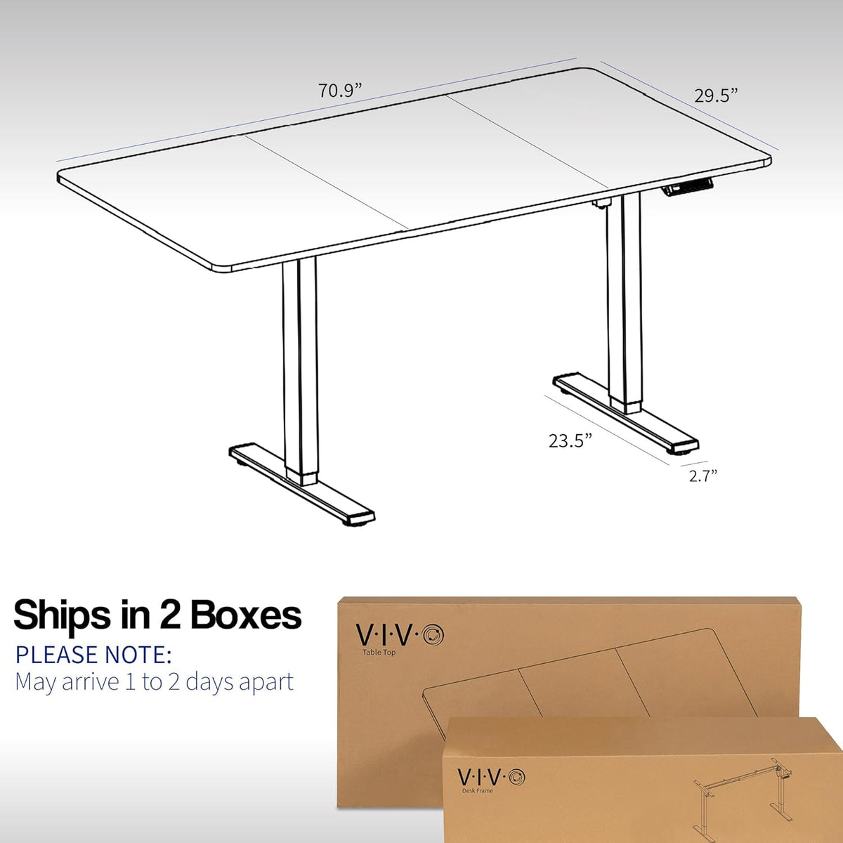 VIVO Electric 71 x 30 in Standing Desk, Memory Height Adjustment, 1B Series, White Top Gray Frame, DESK-KIT-1G7W