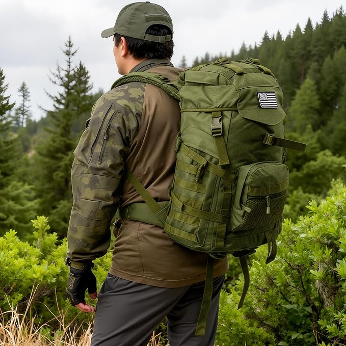 50L Tactical Backpack for Men and Women, Water-Resistant Molle Rucksack