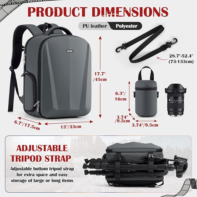 SDYSM Camera Backpack, Hardshell DSLR/SLR Camera Bag