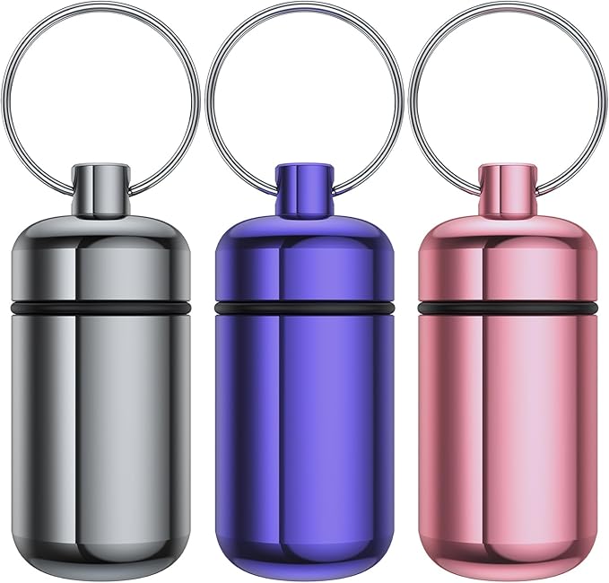 3 Pack Small Pill Box, Airtight Aluminum Alloy Pill Organizer Travel Pill Case