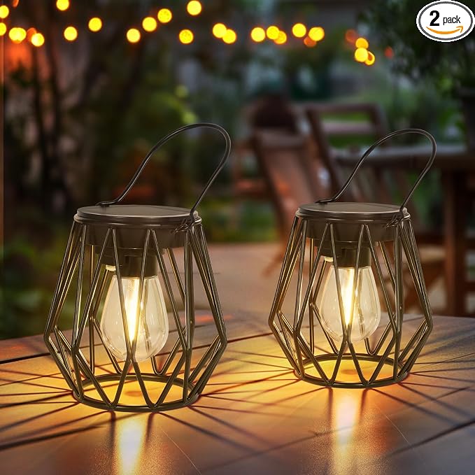 Solar Lanterns Outdoor Waterproof, Upgraded Powered Hanging Solar Lights