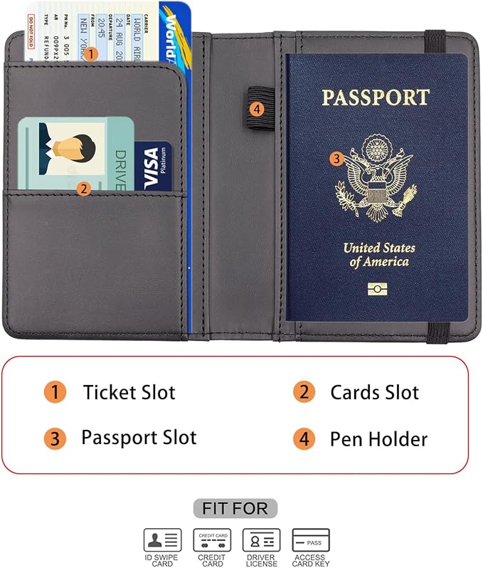 Melsbrinna Premium Leather Passport Holder Covers Case, Waterproof Rfid