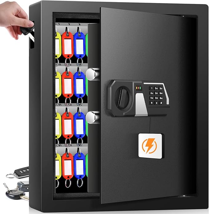 71 Keys Fireproof Key Lock Box, Anti-Theft Key Box Wall Mount