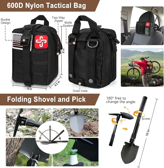 238Pcs Emergency Survival Kit and First Aid Kit, Professional Survival Gear Tool