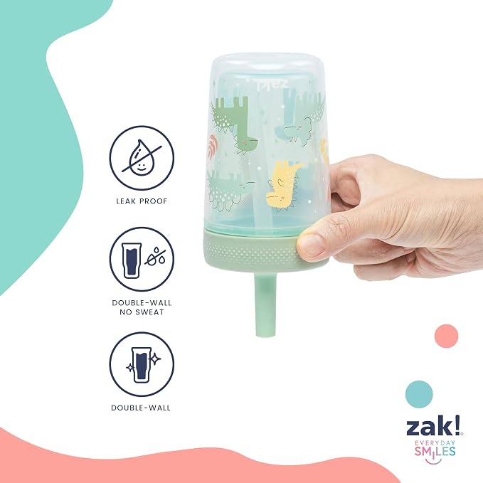 Zak Designs Bluey Capri Toddler Tumblers For Travel or At Home, 9oz 2-Pack Double Wall Plastic Sippy Cups With Leak-Proof Design is Perfect For Kids (Bluey, Bingo)
