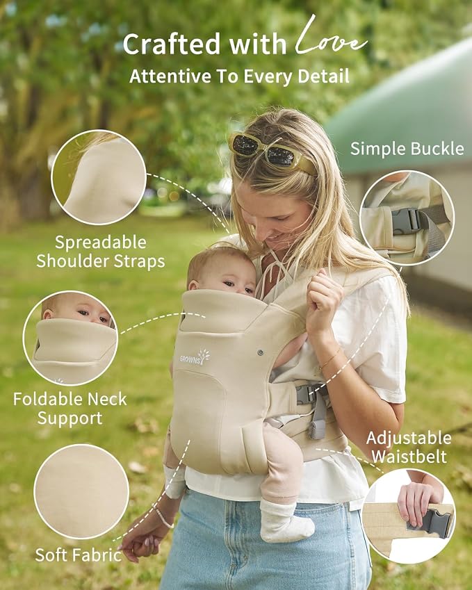 GROWNSY Baby Carrier Newborn to Toddler, Cozy Baby Wraps Carrier, Ergonomic