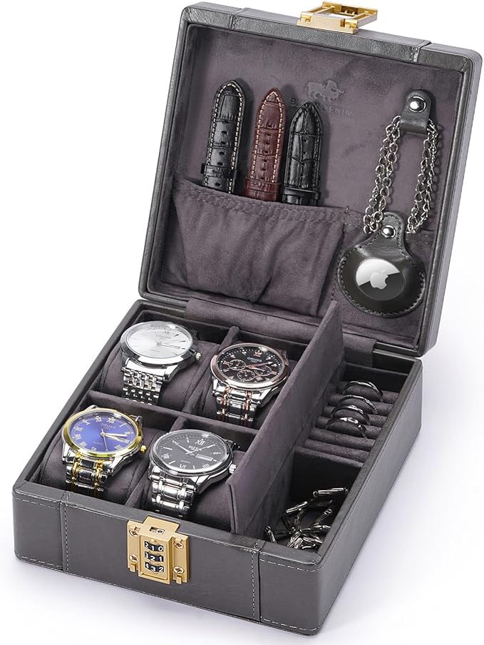 BISON DENIM Watch Box, 4 Watch Travel Case