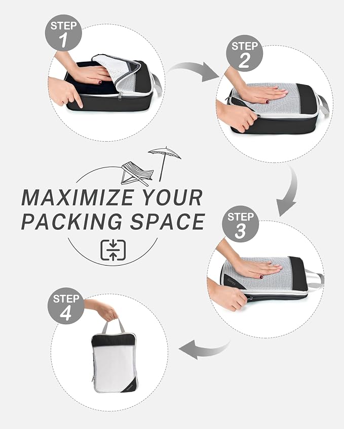 Compression Packing Cubes, Gonex Extensible Storage Mesh Bags Organizers