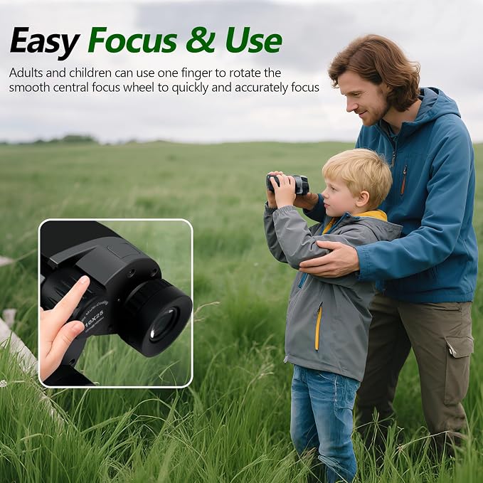 10x25 Compact Binoculars for Adults and Kids, Small High Powered Binoculars