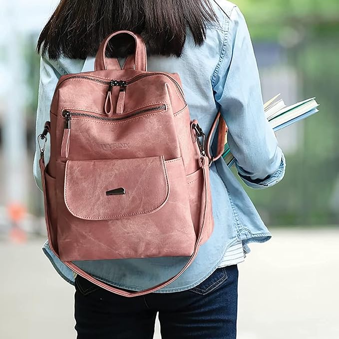 PU Leather Backpack Purse for Women Fashion Multipurpose Design Handbag Ladies
