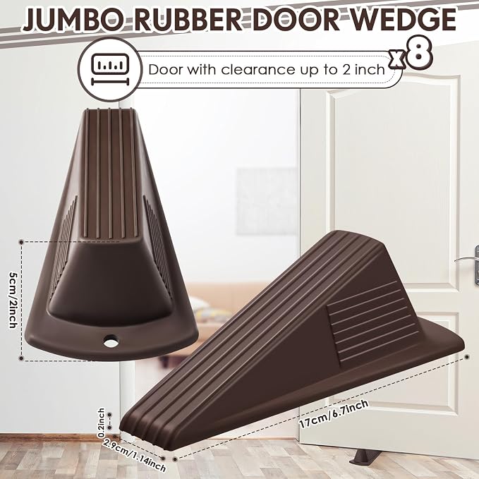 Frienda 8 Pcs Jumbo Door Stoppers Heavy Duty Door Stopper Tall up to 2inch Tall