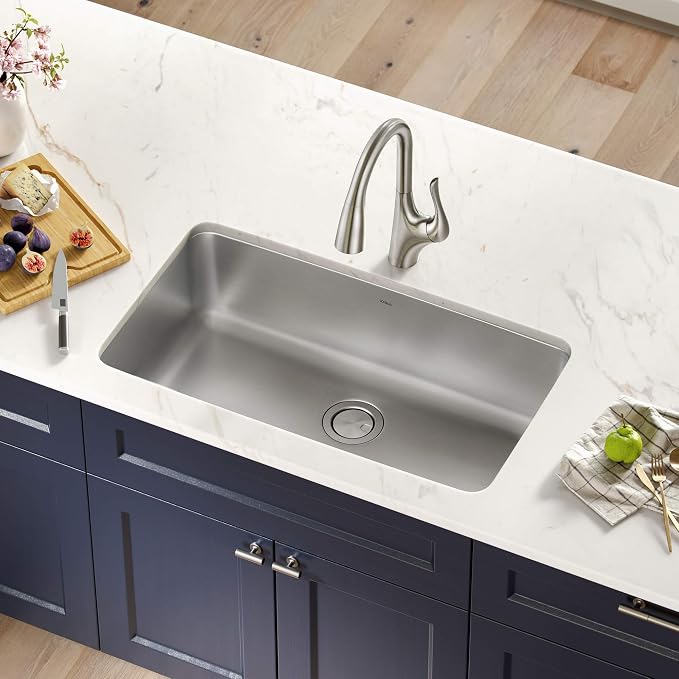 KRAUS Dex 33-inch Undermount 16 Gauge Stainless Steel Single Bowl Kitchen Sink