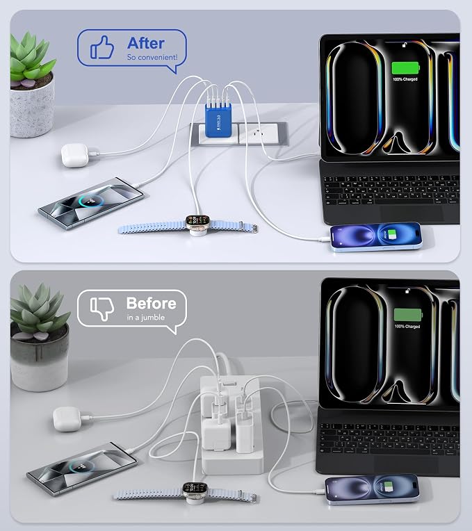 50W USB C Wall Charger Block, 5-Port C Charger Fast Charging Block PD Power