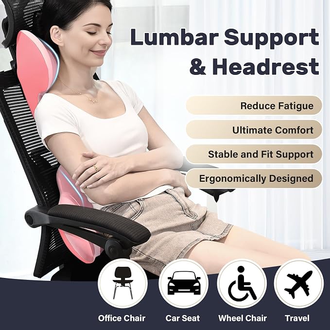 Coverado Lumbar Support and Headrest Pillow