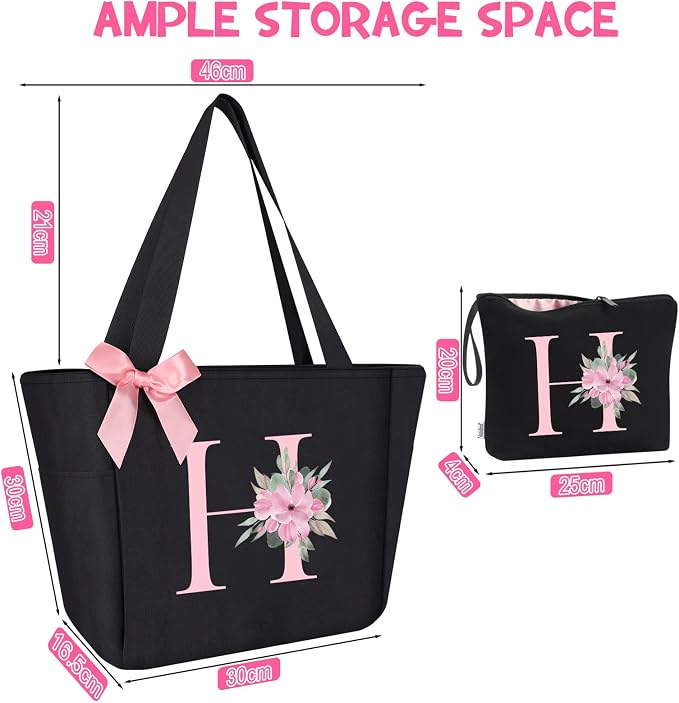 Vavabox Tote Bag, A-Z Initial Monogrammed Waterproof Tote Bag, Bridesmaid Gifts