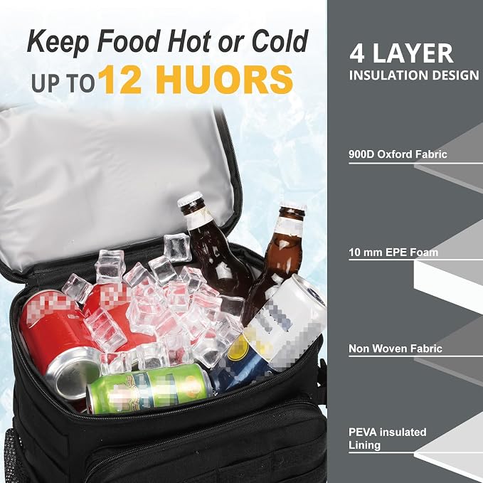 Tactical Backpack Cooler, Soft Lightweight Leakproof Cooler Backpack, Insulated