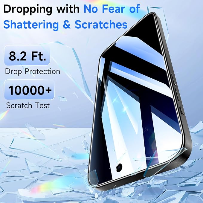 (2 Pack) Privacy Screen Protector Compatible for iPhone 16 Pro Max Mirror Finish Tempered Glass - Shatterproof/Anti-Scratch/Anti-Spy/Mirror Design/Touch-Sensitive/Case-Friendly/Bubble-Free Install
