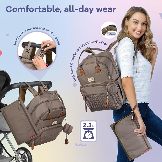 RUVALINO Diaper Bag Backpack, Large Capacity, Waterproof