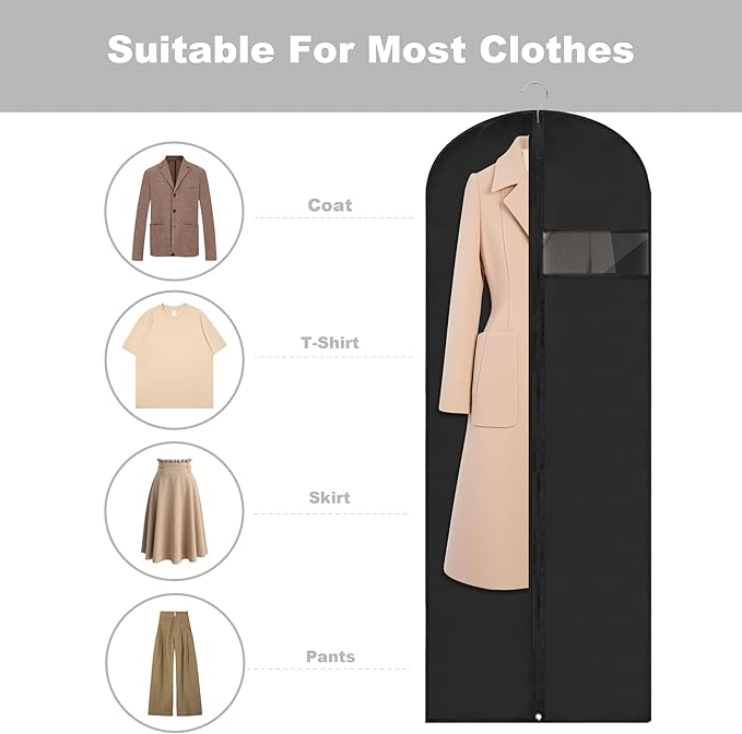 Dress Bags for Gowns Long, Suit Bag Cover for Storage and Travel, 2 Pack