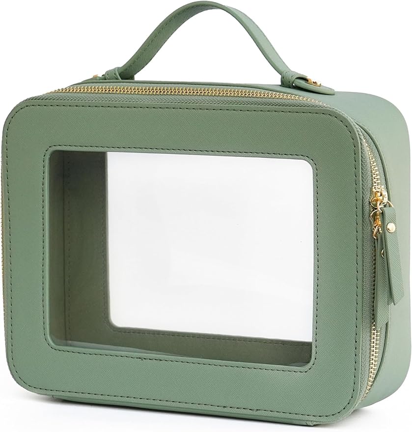 Popvibe Clear Makeup Bag Travel Cosmetic Case Transparent Toiletry Bag
