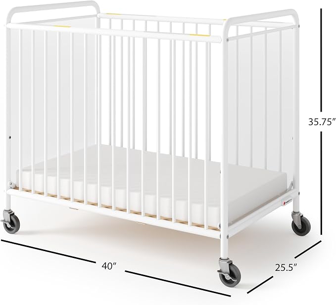 Foundations Chelsea Clearview Metal Compact Daycare Crib, Compact Mini Size