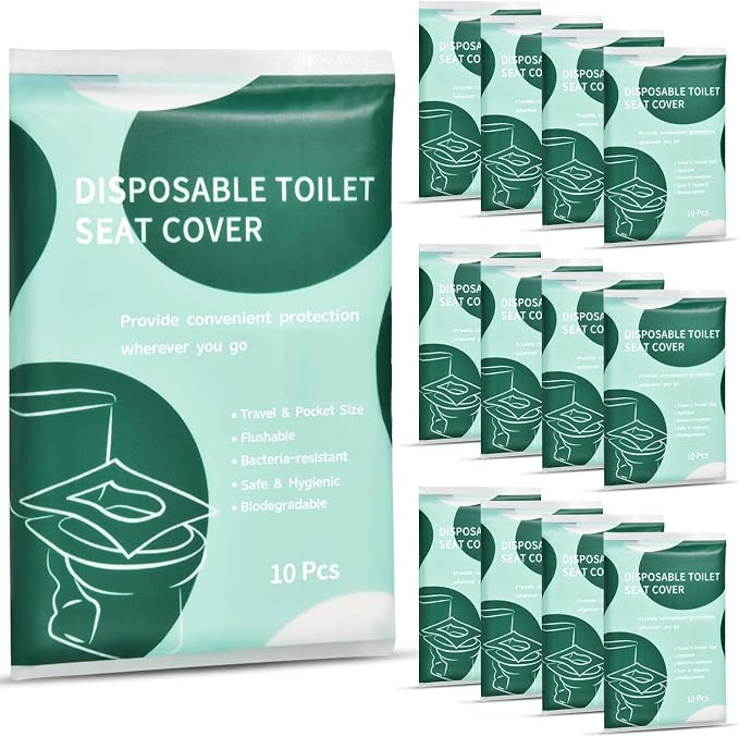 120 Pcs Disposable Flushable Paper Toilet Seat Covers Travel Supplies Essentials