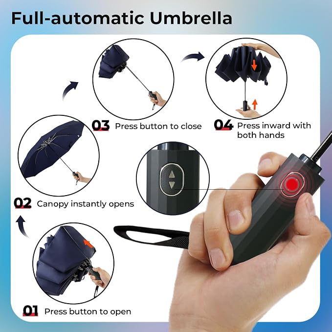 LLanxiry Compact Travel Umbrella, Mini Windproof Umbrellas