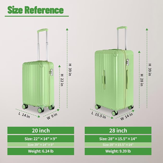 Carry-on 20 Inch and 28 Inch Square Thickened ABS+PC Hard Shell luggage