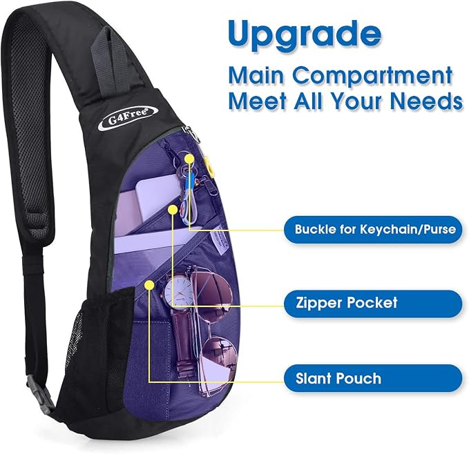 G4Free Sling Bag for Men Women, Small Crossbody Backpack Lightweight Chest