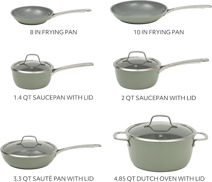 Sur La Table Kitchen Essentials Cool Commune Hard Anodized 10 Piece PFA Free