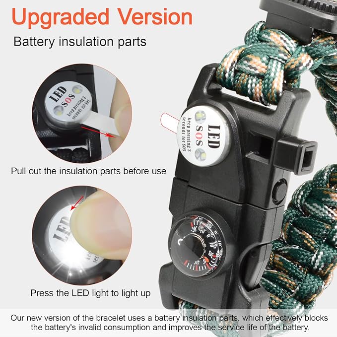 20 in 1 Survival Paracord Bracelet Adjustable Gear Kit
