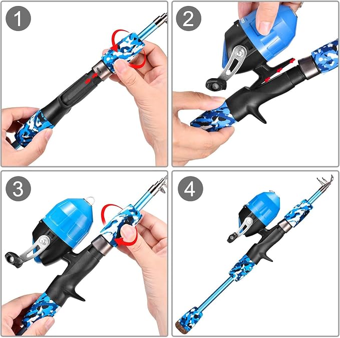 ODDSPRO Kids Fishing Pole Pink, Portable Telescopic Fishing Rod and Reel Combo