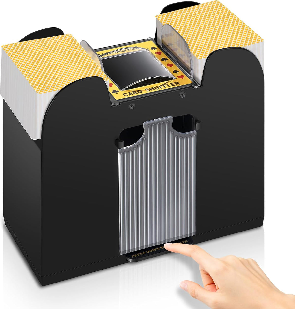 Automatic Card Shuffler 1/2/4/6 Decks,Battery Operated Electric Playing Card Shuffler for UNO,Casino Card Game,Poker,Phase 10,Blackjack,Texas Hold'em,Home Card Games