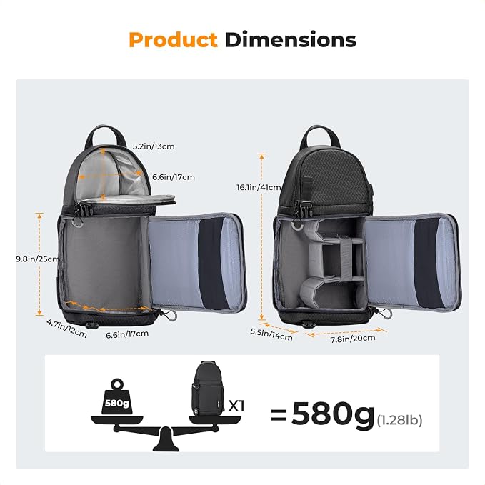 K&F CONCEPT Camera Sling Bag Crossbody Bag Camera Shoulder Backpack