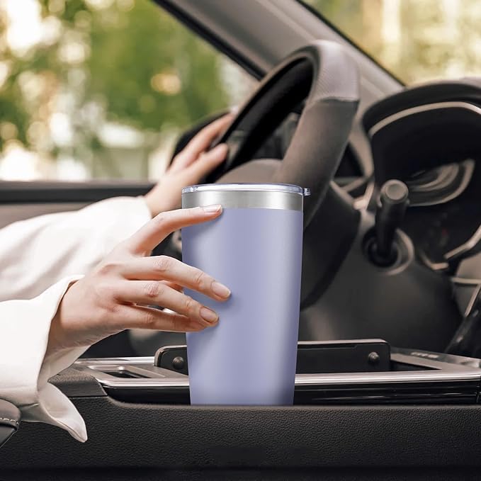20 oz Tumbler with Lid Stainless Steel Insulated Tumblers Bulk Double Wall Vacuum Cups Powder Coated Travel Mug Keep Drinks Cold and Hot, Cosmic Lilac, 4 Pack