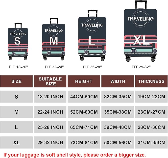 WUJIAONIAO Travel Luggage Cover Baggage Suitcase Cover Protector Skins 18-32