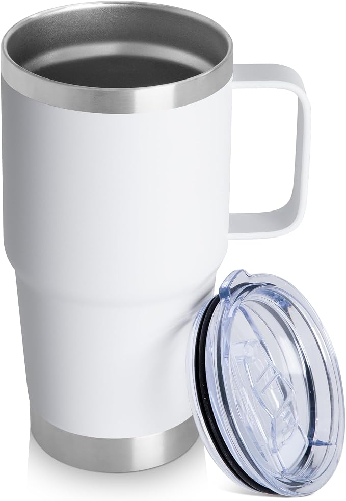 20oz Tumbler with Handle & Lid, Insulated Stainless Steel Travel Mug, Leakproof