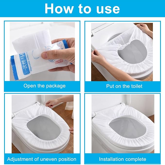 20 Pack Disposable Toilet Seat Cover Waterproof Non-Woven Fabric, Disposable