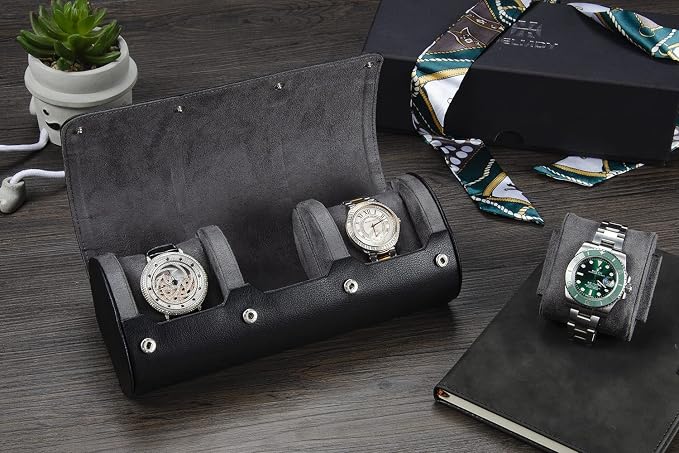 Watch Travel Case for Men: 3 Slot Watch Box Organizer Display Case