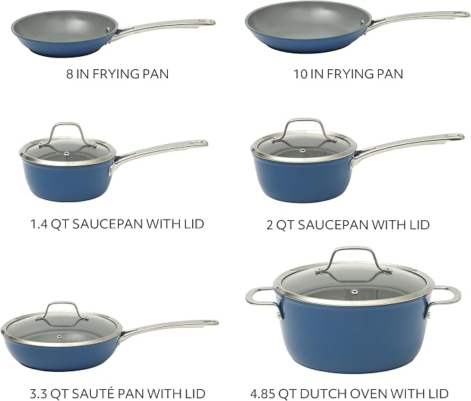 Sur La Table Kitchen Essentials Cool Commune Hard Anodized 10 Piece PFA Free
