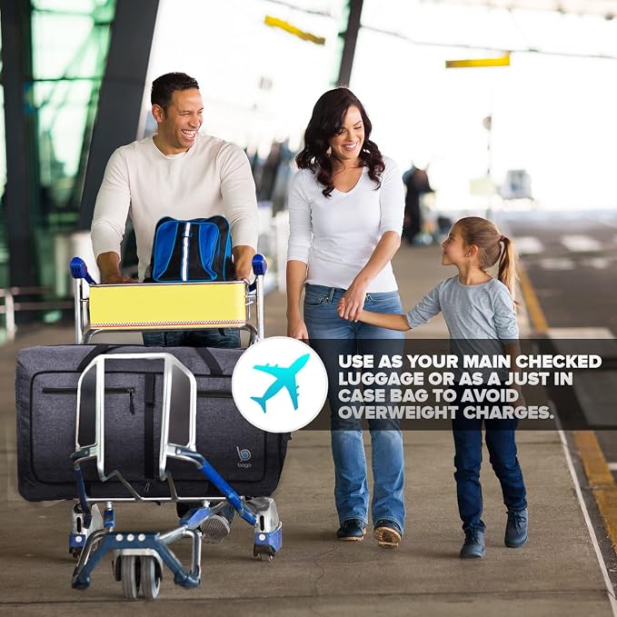 Bago Foldable Duffel Bags for Traveling Women & Men - 60L Medium Packable