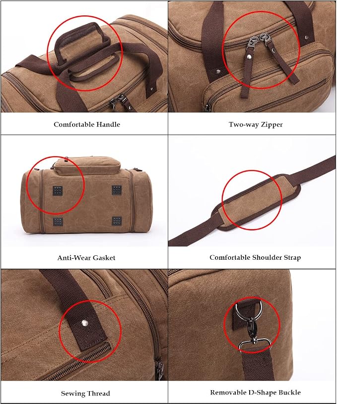 Duffle Bag for Travel, Large Canvas Duffel Bag for Travelling Overnight
