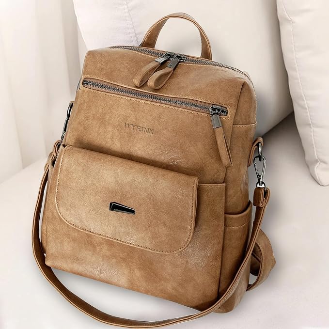PU Leather Backpack Purse for Women Fashion Multipurpose Design Handbag Ladies