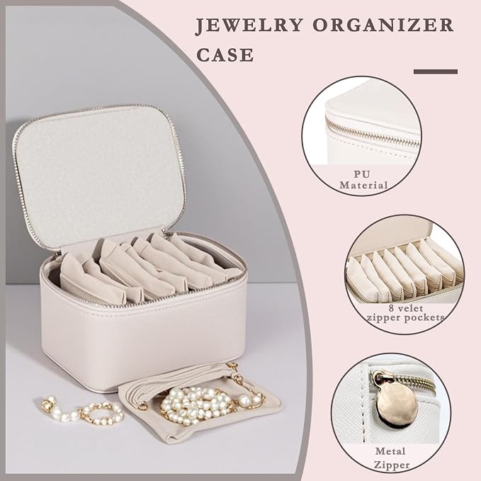 Jewelry Box Organizer for Women, Small Travel Jewelry Case, Mini Travel Jewelry