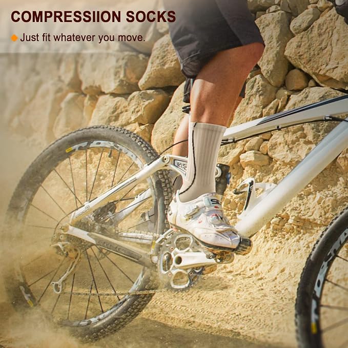BULLIANT Compression Socks for Men 6Pairs, Athletic Crew Socks Cushioned For