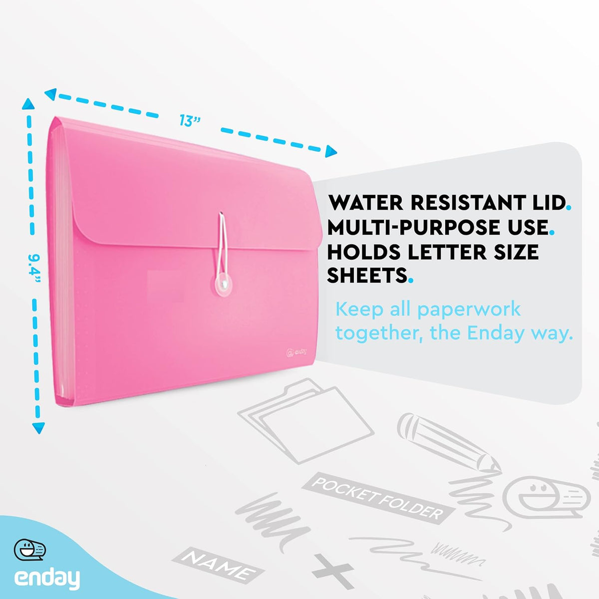 Accordion File Organizer, 13 Pocket Expanding File & Cover Folder with Labels, Plastic Portable Desktop Supplies Letter A4 Paper in Purple, Pink, Red, Multicolor, (3 Pack) – by Enday