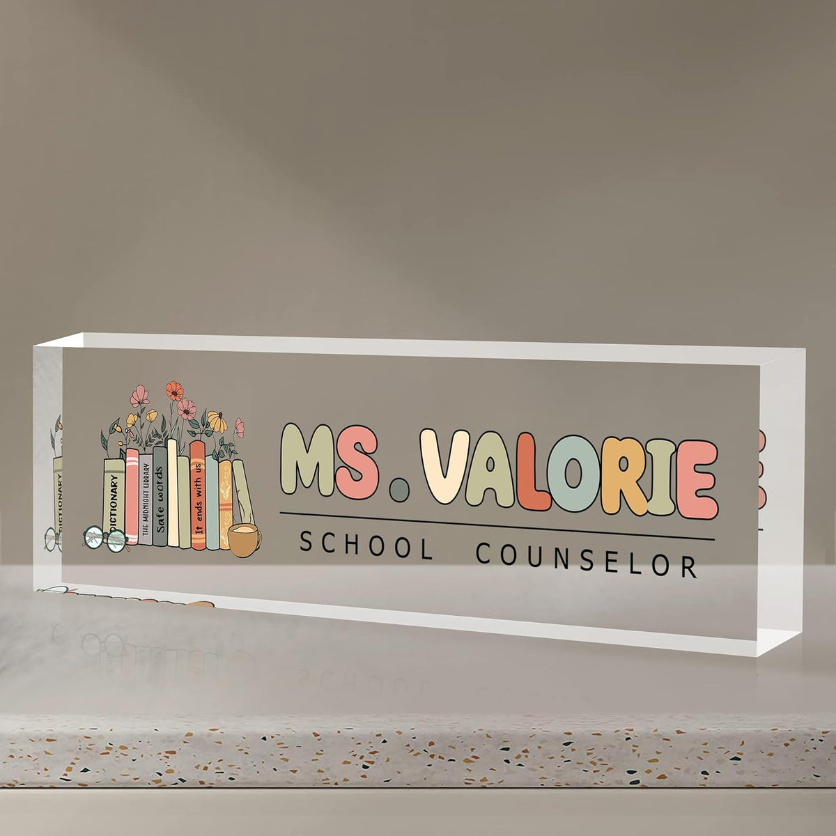 Personalized Name Plate for Desk, Custom Desk Name Plate, Acrylic Name Plate Office Desk Accessories, Personalized Office Gifts for Coworkers Teachers, Employee Appreciation Gifts (C-Teacher)